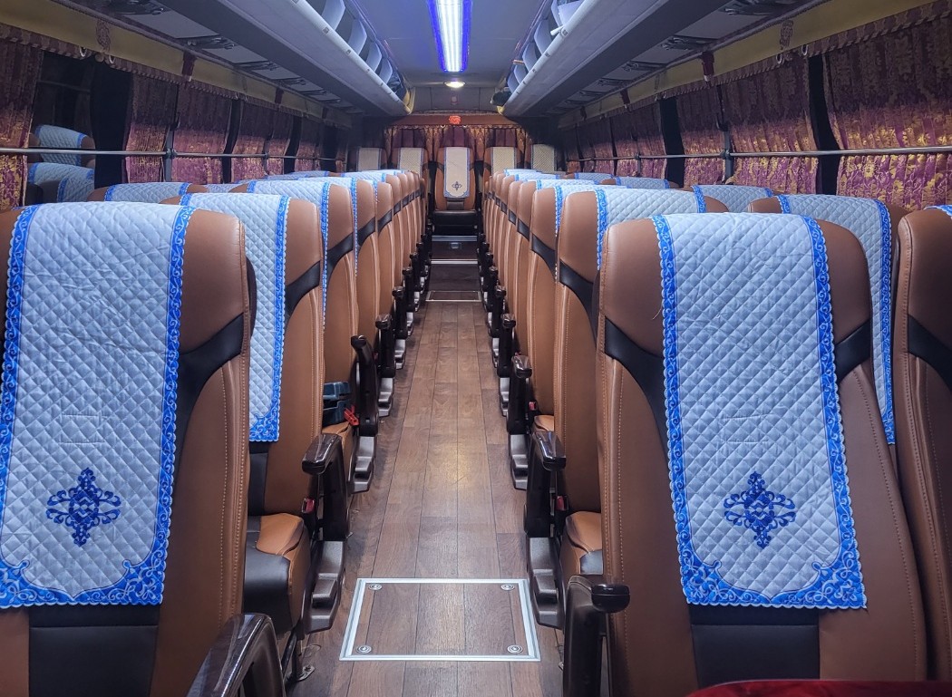 Comfortable interior of 45 passenger charter bus